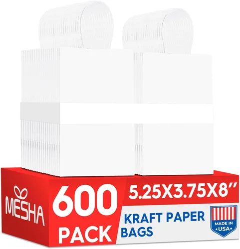 Miniatura 14 de MESHA Bolsas de papel kraft marrón de 10 x 5 x 13 pulgadas, 100 unidades, bolsas de regalo grandes con asas a granel, bolsa de compras reutilizable
