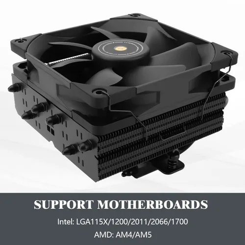 Miniatura 4 de Thermalright SI-100 Black Enfriador de aire para CPU, tubos de calor de 6×6mm, TL-E12B Ventilador silencioso PWM con rodamiento S-FDB V2.0