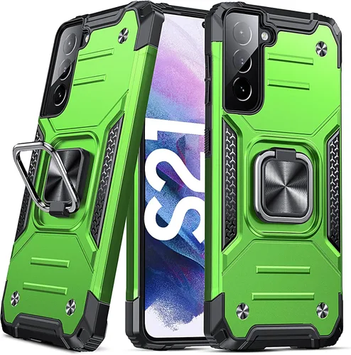 Miniatura 44 de Anqrp Funda para Galaxy S22 Ultra, Funda Protectora de Teléfono de Grado Militar con Soporte Plegable de Anillo de Metal Giratorio