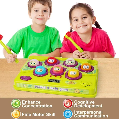 Miniatura 3 de BAODLON Juego interactivo de golpear a la rata, juguetes para niños pequeños, juguete musical con luz, juguete de desarrollo temprano, regalo