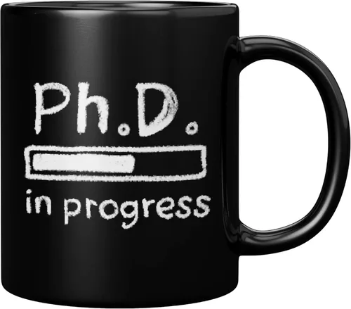 Panvola PhD in Progress Future Dr. Doctor Graduate Student Graduation Taza de cerámica Taza de café novedosa (11 oz, negro)