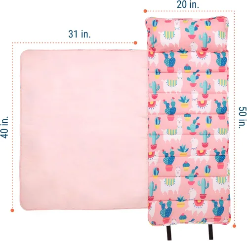 Miniatura 5 de Wildkin Alfombrilla para Siesta Infantil Original – Cómoda Alfombrilla para Dormir con Almohada, Ideal para Escuela y Viajes Llamas y Cactus Rosa