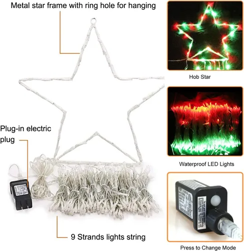 Miniatura 3 de Decoración al aire libre para Navidad (nueva), 320 luces LED colgantes centelleantes en forma de hadas para decoración de árbol al aire libre