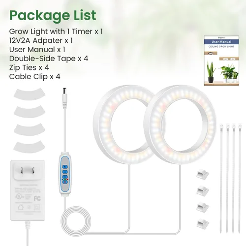 Miniatura 7 de Kullsinss Luces de cultivo de techo de 6 pulgadas para plantas de interior, 168 LED de espectro completo, lámpara de cultivo de plantas Halo debajo