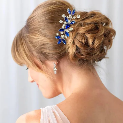 Miniatura 7 de Peine de pelo de novia de cristal plateado para novia, accesorios para el cabello de novia, fiesta de graduación, pieza de pelo para mujeres y niñas