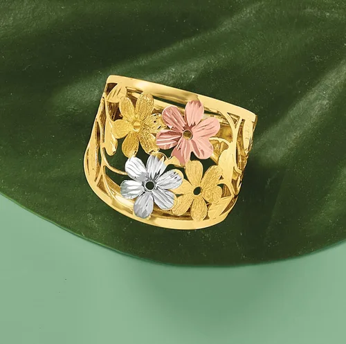 Miniatura 5 de Ross-Simons Italian 14kt Tri-Colored Gold Floral Ring