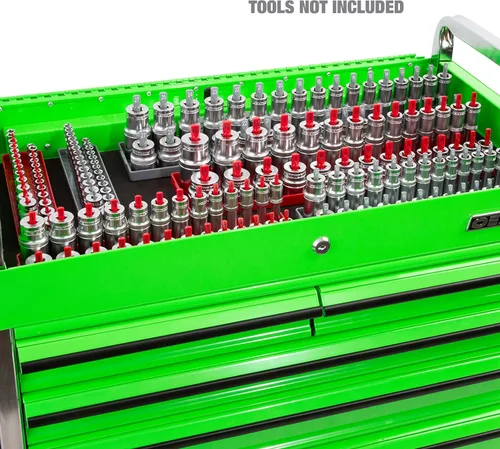 Miniatura 9 de OEMTOOLS 22413 Juego de 6 bandejas de enchufes SAE y métricos, almacenamiento de enchufes SAE y métrico para tamaños de 1/4", 3/8" y 1/2", soportes