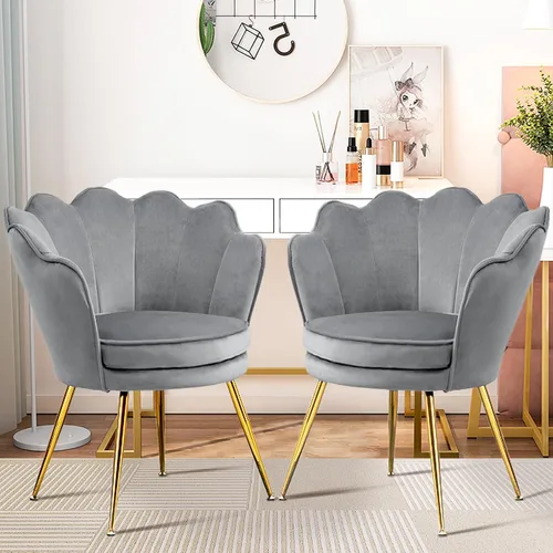 Czlolo Juego de 2 sillas decorativas, sillas de tocador de terciopelo con respaldo, silla decorativa pequeña moderna de mediados de siglo para sala