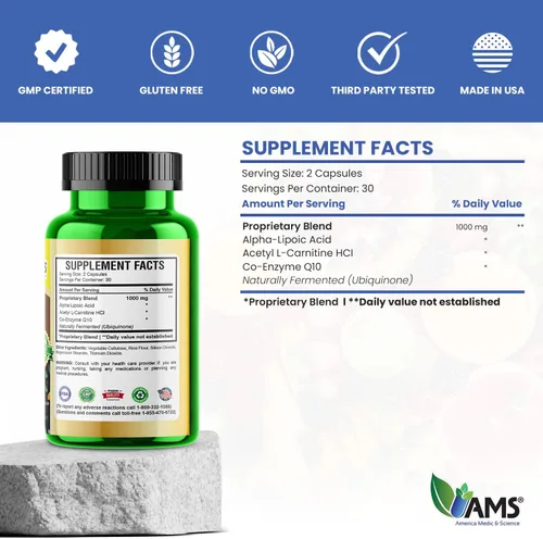 Miniatura 5 de America Medic & Science Neuro Booster (60 cápsulas) Suplemento nutricional para la salud cerebral Píldoras de vitaminas para una mejor memoria
