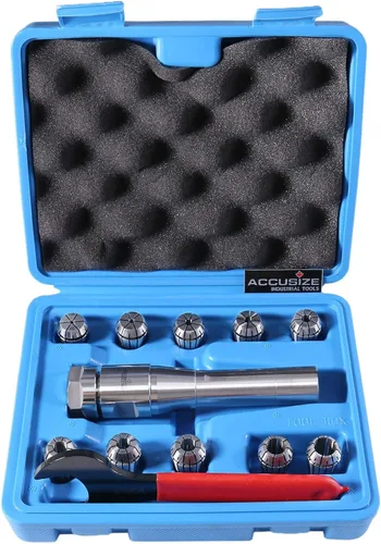 Miniatura 9 de Accusize Industrial Tools R8 Shank Plus 8 Pcs Sistema de Collet Er16, 3/32" - 3/8", 1 Llave en una Caja Ajustada, 0223-0944