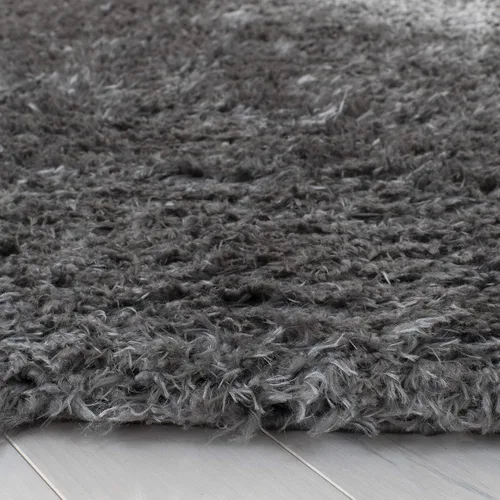 Miniatura 7 de SAFAVIEH Madrid Shag Collection - Alfombra redonda, 6 pies 7 pulgadas, color carbón, diseño sólido, no desprende pelusa y de fácil cuidado, 2 Carbón