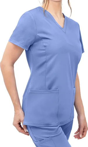 Miniatura 4 de SOULFUL SCRUBS Chloe 3002 para mujer, 2 bolsillos, cuello en V, ajuste regular, elegante camiseta médica para mujer