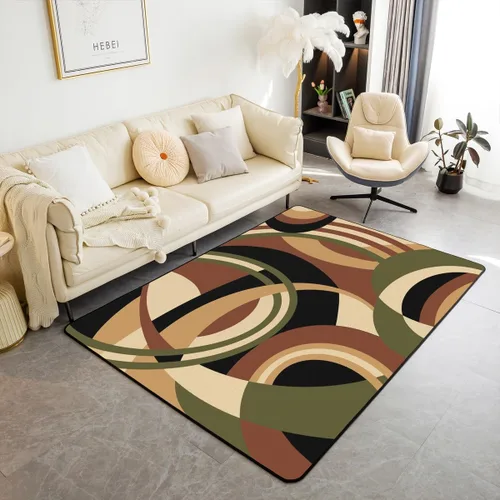 Miniatura 27 de Feelyou Alfombra de sala de estar, 3 x 5 pies, diseño geométrico para niños, diseño moderno a rayas, para interiores, antideslizante, con diseño