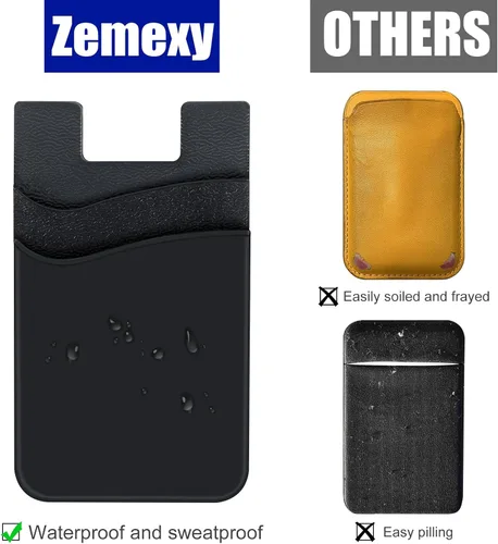 Miniatura 5 de Cartera para teléfono adhesiva, paquete de 5 tarjeteros para la parte posterior de la funda del teléfono, soporte adhesivo de silicona para tarjetas