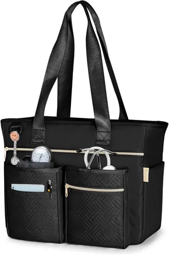 Miniatura 10 de Fasrom Bolsa de mano para enfermeras de trabajo con funda para laptop, bolsa clínica de salud en el hogar para estudiantes de enfermería y asistente
