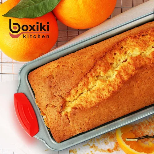 Miniatura 4 de Boxiki Kitchen Juego de hornear premium: molde de pan de silicona de 9 x 5 pulgadas y sartén de pan de plátano de acero antiadherente de 8.5