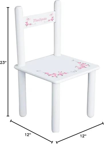 Miniatura 2 de My Bambino Silla infantil personalizada con diseño de mariposa rosa y gris - Blanco Regalo personalizado para niños