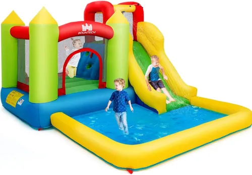 Costzon - Casa inflable para niños, con tobogán acuático con pared de escalada, zona de salto, piscina pequeña, incluye bolsa de transporte de tela