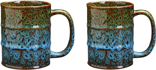 Miniatura 8 de Taza de café de cerámica marrón y amarilla de 20 onzas, grande, apta para lavavajillas y microondas, perfecta para la oficina y el hogar marrón