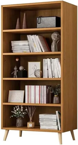 Miniatura 10 de Estantería de madera abierta, estante de 3/4/5 niveles con patas, organizador de almacenamiento extraíble para el hogar, estantería de cubos
