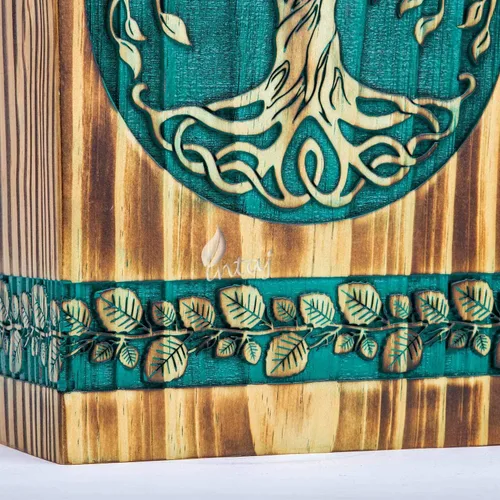 Miniatura 6 de Urna de palisandro hecha a mano para cenizas humanas, urnas de madera para adultos del árbol de la vida hechas a mano, urna de cremación fúnebre