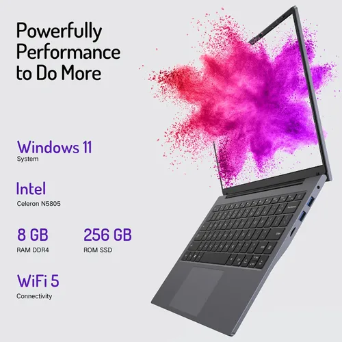 Miniatura 2 de DERE Laptop de 14 pulgadas, cupón de PC para juegos, 8 GB de RAM 256 GB SSD, pantalla IPS FHD+ 1920 x 1200 N5805 Win11, HDMI y Wi-Fi