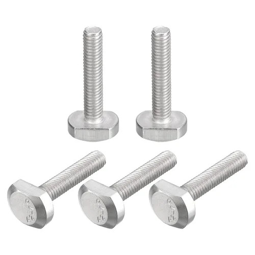 Miniatura 33 de uxcell Pernos de ranura en T, 5 unidades M5x25mm Pernos deslizantes de caída en T de acero inoxidable 304 con forma de T para pista en T