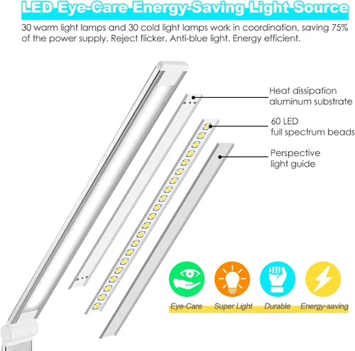 Miniatura 3 de Lámpara de escritorio LED con cargador inalámbrico, puerto de carga USB, 10 niveles de brillo, 5 modos de color, lámparas de escritorio para oficina