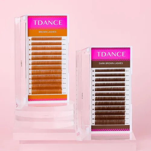 Miniatura 7 de Extensiones de pestañas marrón oscuro TDANCE Extensiones de pestañas de color 0.03/0.05/0.07mm rizo C/D Láseres de pestañas marrón premium para uso