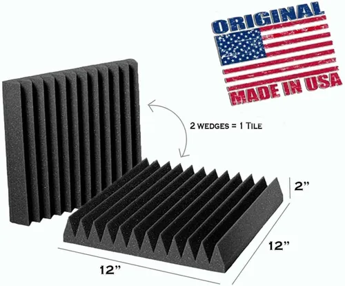 Miniatura 3 de AK TRADING CO. Paquete de 4 paneles acústicos de carbón para estudio, cuñas de espuma de 2 x 12 x 12 pulgadas