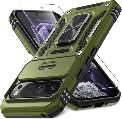 Miniatura 42 de DEERLAMN Funda para Google Pixel 8 con cubierta deslizante para cámara + protector de pantalla (1 paquete), soporte de anillo giratorio grado