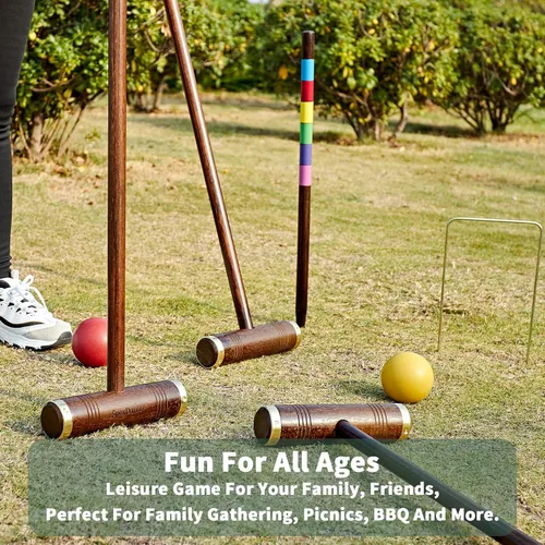 Miniatura 6 de SpexDarxs Juego de croquet para seis jugadores, juego de croquetas de 35 pulgadas con mazos de madera de primera calidad, bolas