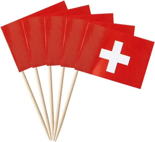 Miniatura 9 de stidsds 100 banderas de Albania con palillos de dientes de Albania, mini adornos pequeños para cupcakes albaneses, banderas de palo para fiesta