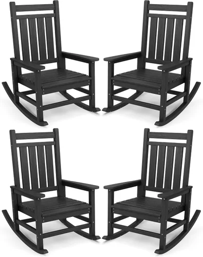 Miniatura 23 de SEWALL Mecedora de polietileno de alta densidad para adultos, mecedora de gran tamaño para exteriores, para patio, porche, Aruba