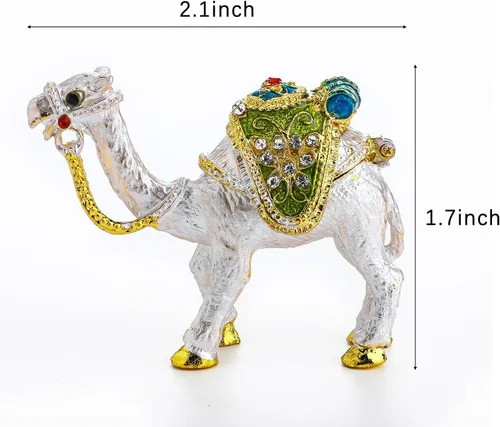 Miniatura 2 de YU FENG Pequeña y bonita figura de camello coleccionable, caja de joyería de cristal con bisagras de animales, adorno de decoración de camello