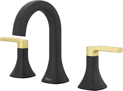 Miniatura 17 de Grifo de lavabo de baño Pfister Vaneri, 8 pulgadas de separación, 2 manijas, 3 orificios, certificado NSF, acabado negro mate, LF049VRIBB
