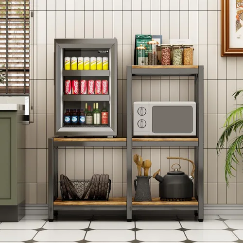 Miniatura 5 de Mini soporte para refrigerador con almacenamiento, soporte para horno de microondas, estante para panaderos con estante de almacenamiento, mini