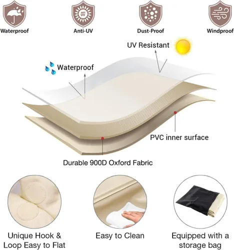 Miniatura 4 de Tuyeho Funda redonda para muebles de patio, tela Oxford duradera para mesa redonda al aire libre, impermeable, resistente a los rayos UV y a