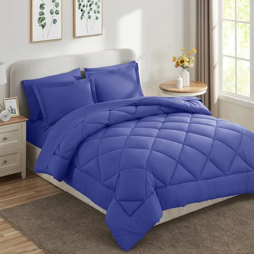 Miniatura 46 de CozyLux Juego de edredón tamaño King, color naranja quemado, toda la ropa de cama en una sola bolsa, 7 piezas: edredón, fundas de almohada