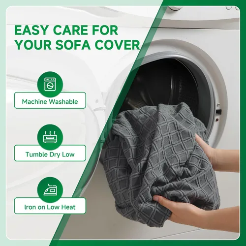 Miniatura 7 de OHSIO Funda para sofá, funda elástica para sofá, funda de cojín de asiento suave, lavable, funda de sofá modular en forma de L, resistente al Gris