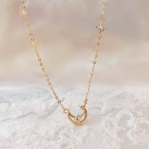 Miniatura 2 de Collar para mujer, collar con dije delicado de moda, luna, estrella, planeta, mariposa, cola de sirena y corazón, collar de cadena, regalo