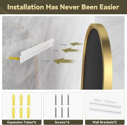 Miniatura 6 de Brightify - Espejo ovalado dorado para tocador de baño de 20x30 pulgadas, espejos de marco de metal dorado para pared, espejo moderno