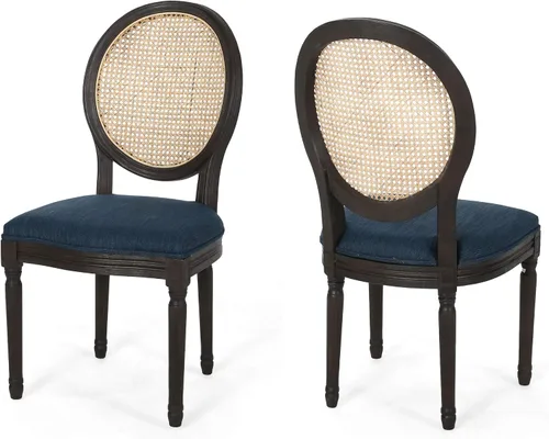 Miniatura 7 de GDFStudio Sillas de comedor de madera con cojines (juego de 2), beige, natural y negro