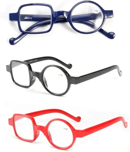 Miniatura 7 de Readers - Paquete de 3 lentes de lectura redondos cuadrados de resina con marco irregular de calidad para hombres y mujeres