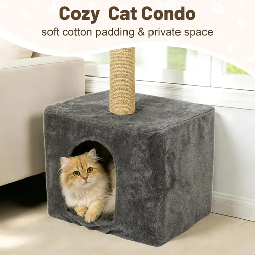 Miniatura 2 de XiaZ Percha para ventana para gatos con poste rascador alto, hamaca de ventana para gatos de 58 pulgadas con condominio para gatos, poste rascador