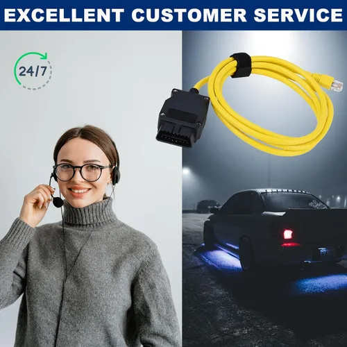 Miniatura 6 de ENET - Cable OBD2 compatible con BMW OBD, ICOM E SYS ISTA, Bootmod3 Bimmercode - Serie F - Cable RJ45 de 6.6 pies (6.6 ft)
