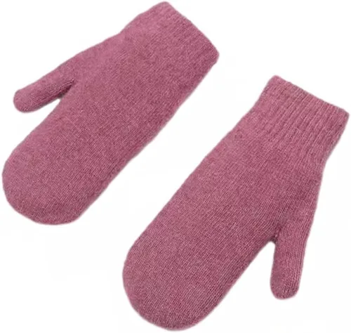 Icegrey Guantes de invierno para adultos y niños, guantes de punto cálido con forro polar grueso de color sólido