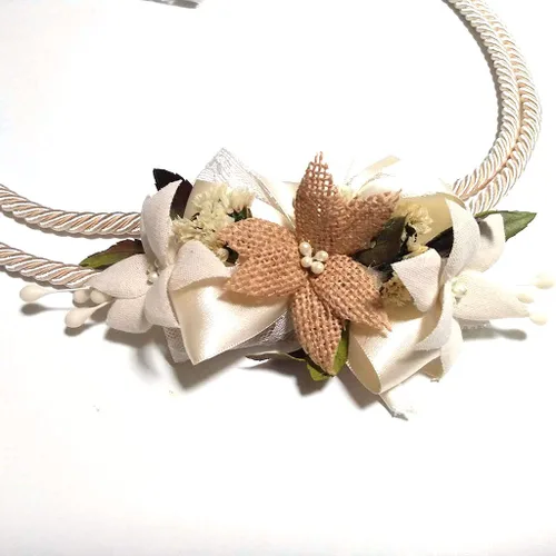 Miniatura 2 de Lazo de boda con flores rústicas de yute