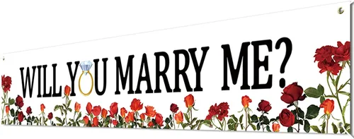 Miniatura 8 de Bandera de Propuesta "¿Te Casarás Conmigo?" Bandera de Flores Decoraciones de Propuesta Suministros para Letreros de Matrimonio Día de San Valentín
