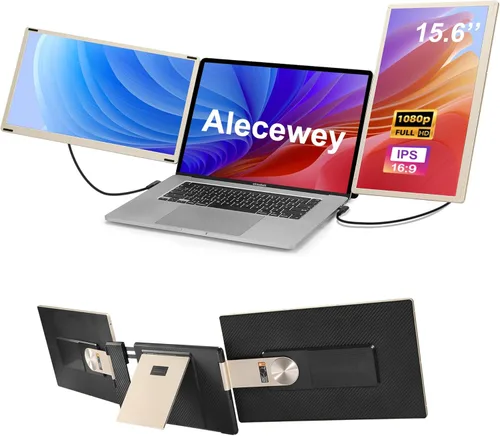 Miniatura 7 de Alecewey P2 PRO - Monitor portátil triple para pantalla de laptop, pantalla IPS FHD de 13.3 pulgadas 1080p, soporte Type-C/PD/TF, MacBook M1/M2